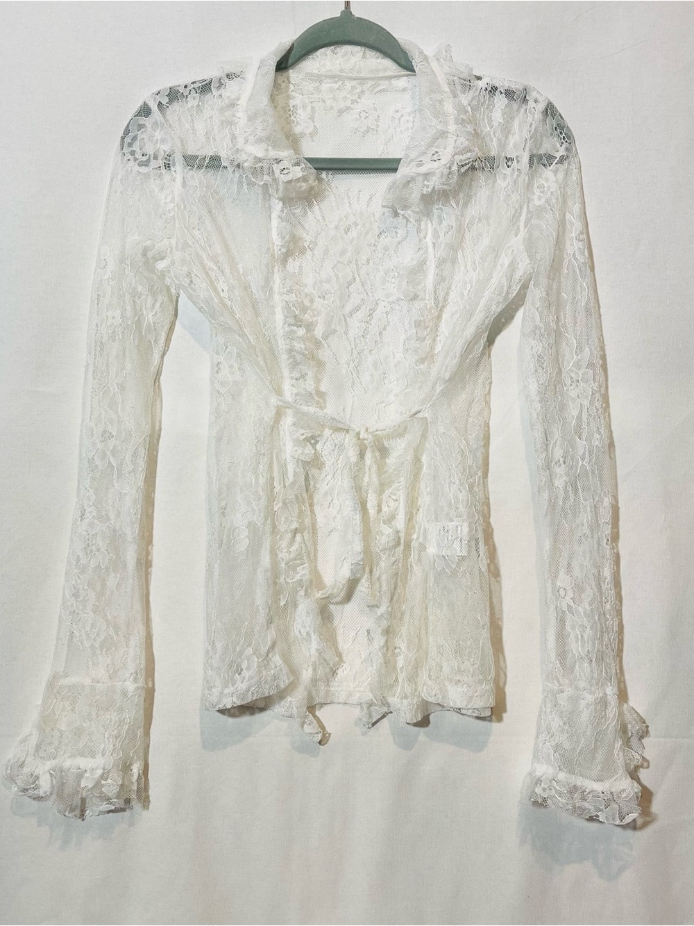 Lace Tie-Front Blouse - White